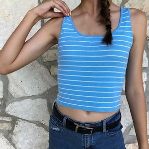 Cropped striped blue loft tank